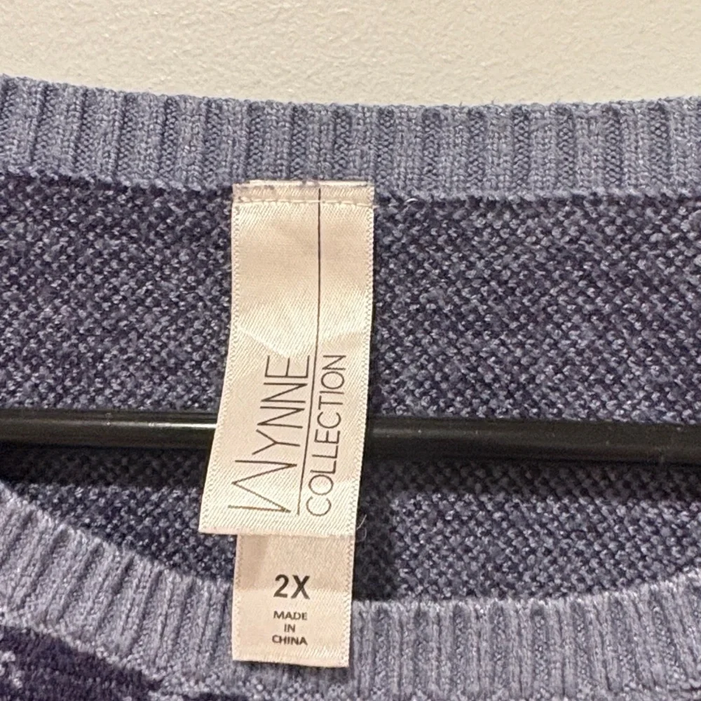 MarlaWynne Blue  Textured Crew Neck Sweater